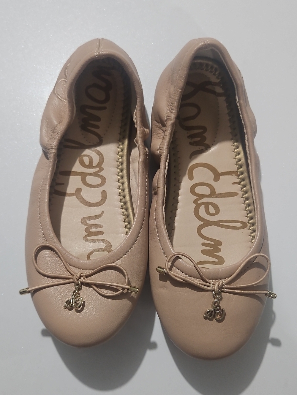Sam Edelman Nude Beige Leather Ballet Flats Kids Sz 1